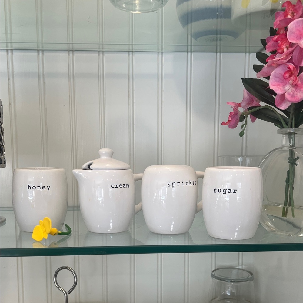 Pottery Barn White Ceramic Kitchen Set 🍯☕️